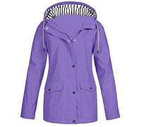 Veste imperméable légère à capuche pour femme - Manteau de pluie à manches longues, violet, S