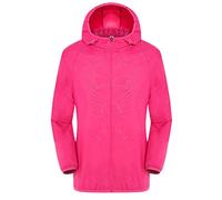 Veste imperméable légère pour femme avec poche à capuche pour homme dans un sac, protection solaire, coupe-vent, veste d'extérieur respirante pour voyage, camping, course à pied, randonnée, rose vif