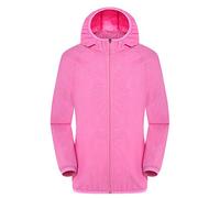 Veste imperméable légère pour femme avec poche à capuche pour homme dans un sac, protection solaire, coupe-vent, veste d'extérieur respirante pour voyage, camping, course à pied, randonnée, rose, S