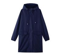 Veste imperméable Longue et Respirante à Capuche pour Femme avec Maille Veste Imperméable (Navy, L)