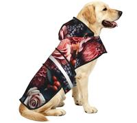 Veste imperméable pour chien avec bandes réfléchissantes et sangle ventrale réglable Motif fleurs et fruits