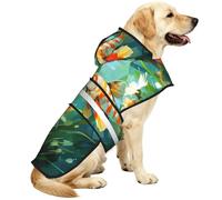 Veste imperméable pour chien avec bandes réfléchissantes et sangle ventrale réglable Motif fleurs et poissons