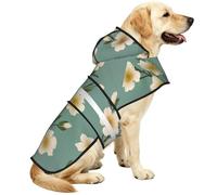 Veste imperméable pour chien avec bandes réfléchissantes et sangle ventrale réglable Motif fleurs stylisées