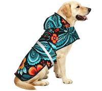 Veste imperméable pour chien avec bandes réfléchissantes et sangle ventrale réglable Motif papillons et fleurs