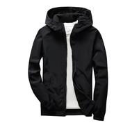 Veste imperméable pour garçons - Veste de pluie légère coupe-vent à capuche - Manteau de pluie doublé en maille - Veste d'hiver coupe-vent pour garçons de 3 à 12 ans, Noir , 11-12 Years