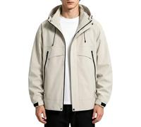 Veste imperméable pour homme avec fermeture éclair intégrale - Coupe-vent léger à capuche avec cordon de serrage - Vêtement d'extérieur militaire tendance pour cyclisme, camping, pêche, Cendré clair