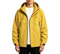 Veste imperméable pour homme avec fermeture éclair intégrale - Coupe-vent léger à capuche avec cordon de serrage - Vêtement d'extérieur militaire tendance pour cyclisme, camping, pêche, kaki, XXL