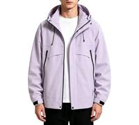 Veste imperméable pour homme avec fermeture éclair intégrale - Coupe-vent léger à capuche avec cordon de serrage - Vêtement d'extérieur militaire tendance pour cyclisme, camping, pêche, violet, S