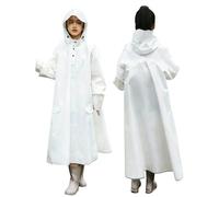 Veste imperméable surdimensionnée unie à manches longues avec bouton sec et capuche pour garçons et filles - Manteau de pluie décontracté et réutilisable - Combinaison d'été pour l'école (blanc, 11 à