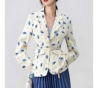 Veste imprimée à taille ample pour femme, blazer décontracté à manches longues, cache-maillot d'été pour la plage, le cyclisme, la gym, S-XXXL (bleu, XXL)