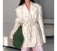Veste imprimée à taille ample pour femme, blazer décontracté à manches longues, cache-maillot d'été pour la plage, le cyclisme, la gym, S-XXXL (beige XXXL)