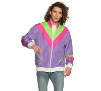 Boland Costume adulte Veste d'entraînement années 80 avec poches pour tenue de camping, jogging, costume assi, style rétro, déguisement de groupe, fête de carnaval,Rose, Violet et Vert, M