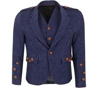 Veste Kilt Crail Argyle en Tweed écossais avec Gilet - Veste Argyll 100% Laine Tweed Bleu Marine (FR/ES, Numérique, 54, Taille Normale, Taille Normale, Marine)