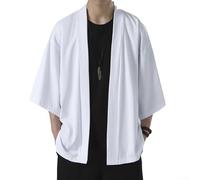 Veste kimono décontractée pour homme avec cardigan ouvert sur le devant pour un usage quotidien et extérieur (L blanc)