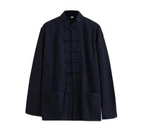 Veste Kung Fu Loose, Tai Chi Uniforme Hommes Chinoise Kung Fu Vêtements Coton Linge de Linge Vêtements Chun, Manches Longues Tang Costume Hanfu Veste Hanfu Couteau D black-7XL