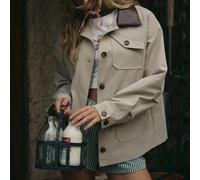 Veste légère à col contrasté, style streetwear mignon pour le festival, la ferme, le pays, le vintage, l'automne, le bureau L,M,S,XL,XSUnicoloreTissu tissé
