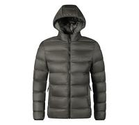 Veste légère et fine en coton avec capuche pour homme - Manteau d'hiver décontracté - Veste matelassée courte chaude, café, XXL