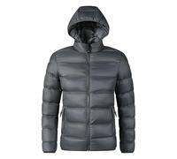 Veste légère et fine en coton avec capuche pour homme - Manteau d'hiver décontracté - Veste matelassée courte chaude, gris, XXL