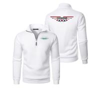 Veste Legere Homme à Zippée Aston mar-t.in, Blouson Aviateur Léger à Col Montant, Bombers Homme pour Casual Affaires, Sweats(White,XXL)