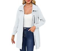 Veste légère pour femme - Trench d'extérieur - Coupe-vent avec capuche - Léger - Grande taille - Coupe ajustée, 1E-Blanc, XXL