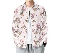 Veste légère pour homme - Bottes de cowgirl avec nœuds de vache - Imprimé décontracté - Fermeture éclair - Veste bomber coupe-vent pour homme, Style 1, X-Large