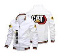 Veste légère pour homme Ca.ter-pillar, Veste à col montant pour homme Wild Design jacket, Pour hommes veste légère imperméable et respirante, Transition(White,XL)