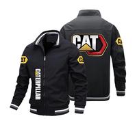 Veste légère pour homme Ca.ter-pillar, Veste à col montant pour homme Wild Design jacket, Pour hommes veste légère imperméable et respirante, Transition(Black Plush,3XL)