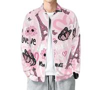 Veste légère pour homme - Tour papillon rose - Veste bomber décontractée zippée - Manteau coupe-vent pour homme, Style 20, X-Large
