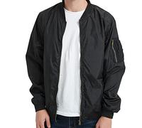 Veste légère pour homme - Veste bomber - Veste d'aviateur - Veste d'automne - Veste de baseball avec poche à manches - Couleur unie - Avec fermeture éclair - Veste softshell à col montant - Manches