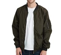 Veste légère pour homme - Veste bomber - Veste d'aviateur - Veste d'automne - Veste de baseball avec poche à manches - Couleur unie - Avec fermeture éclair - Veste softshell à col montant - Manches