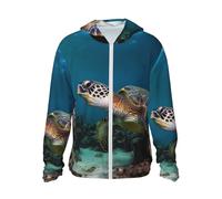 Veste légère UPF 50+ avec fermeture éclair intégrale - Protection solaire - Pour homme et femme - Manches longues - Tortue de mer, noir, XX-Large