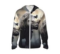 Veste légère UPF 50+ avec fermeture éclair intégrale - Protection solaire - Pour homme et femme - Manches longues - Rhino, noir, XX-Large