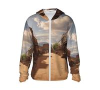 Veste légère UPF 50+ pour homme avec fermeture éclair intégrale Old Wild West Cowboy Town - Protection solaire - Sweat à capuche à manches longues, noir, Taille M