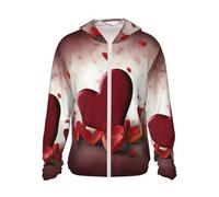 Veste légère UPF 50+ pour homme - Fermeture éclair intégrale - Cœurs avec amour - Protection solaire - Sweat à capuche à manches longues, noir, XX-Large