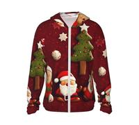 Veste légère UPF 50+ pour homme - Fermeture éclair intégrale - Happy Christmas - Protection solaire - Sweat à capuche à manches longues, noir, 3X-Large