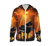 Veste légère UPF 50+ pour homme - Fermeture éclair intégrale - Théâtre musical - Protection solaire - Sweat à capuche à manches longues, noir, Taille L