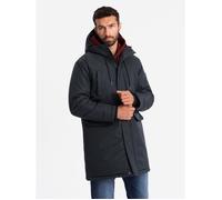 Veste longue d'hiver parka avec capuche - Ombre - Pour Homme - Noir S
