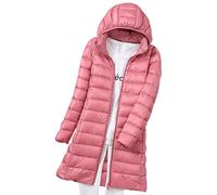Veste longue et ample pour femme xitoio - Légère, pliable et en duvet - Avec capuche, imperméable, matelassée et rembourrée - Parka chaude pour l'hiver, rose, XL