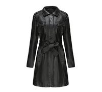 Veste Longue Femme Simili Cuir Trench Femme Avec Ceinture Survêtement Femme Noir Rouge Marron Manteau Black EUR M