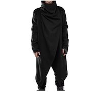 Veste longue Gothique rétro pour hommes - Noir - Style vintage, punk, steampunk - Avec capuche - Manteau à capuche Steampunk - Veste de type Renaissance - Costume de Halloween - Robe Gothique
