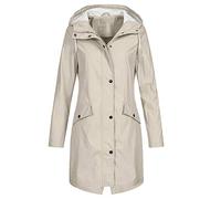 Veste longue imperméable pour femme, veste de pluie légère pour dames avec capuche et poches, veste coupe-vent à couverture complète pour la marche, veste longue d'extérieur pour la randonnée, 1-Beige
