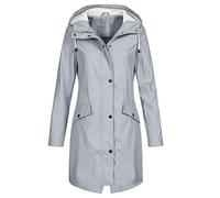 Veste longue imperméable pour femme, veste de pluie légère pour dames avec capuche et poches, veste coupe-vent à couverture complète pour la marche, veste longue d’extérieur pour la randonnée, 1-Gris