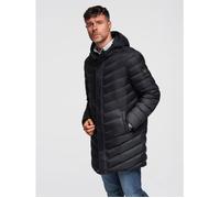 Veste longue matelassée à capuche - Ombre - Pour Homme - Noir S
