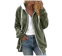 Veste Longue Polaire Femme Grande Taille Sweats à Capuche Femme Pull Polaire Femmes avec Cordon Épaissir Hoodie Femmes Mode Décontractée Manteaux Automne Hiver Manteau à Manche Longue