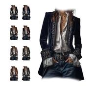 Veste longue vintage brodée en velours avec broderie florale complexe, costume de pirate, manteau pour femme, haut de la Renaissance, K2Blue, 3XL