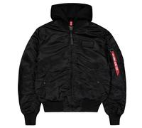 Alpha Industries MA-1 Zip Hood Back Print Veste bombers pour homme Taille L - Noir/Blanc
