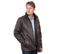 Veste Manteau En Cuir Marron Classique Mi-Long Pour Homme