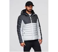 Veste matelassée contrastée avec capuche amovible - Ombre - Pour Homme - Gris foncé-gris S