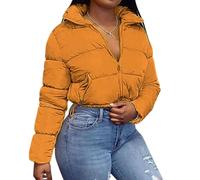 Veste matelassée courte chic à col montant avec cordon de serrage pour | Une couche d'hiver tendance qui tombe à la taille avec une fermeture éclair sécurisée et un ourlet inférieur réglable