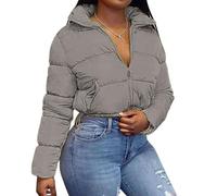 Veste matelassée courte chic à col montant avec cordon de serrage pour | Une couche d'hiver tendance qui tombe à la taille avec une fermeture éclair sécurisée et un ourlet inférieur réglable